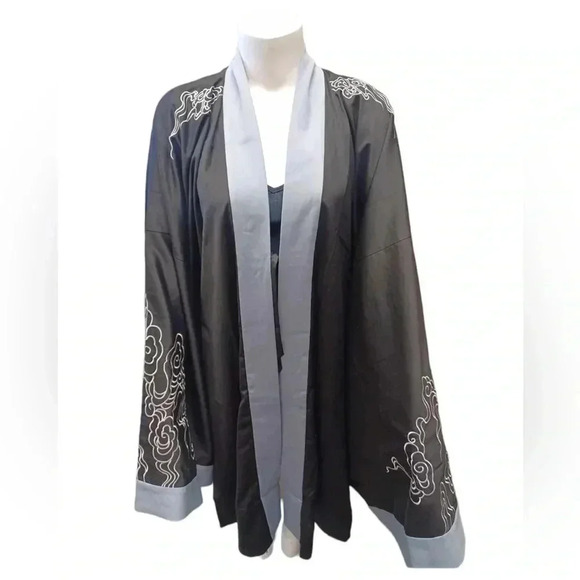 Hanfu Chinese Traditional  Black White Robe Kimono - Picture 6 of 12
